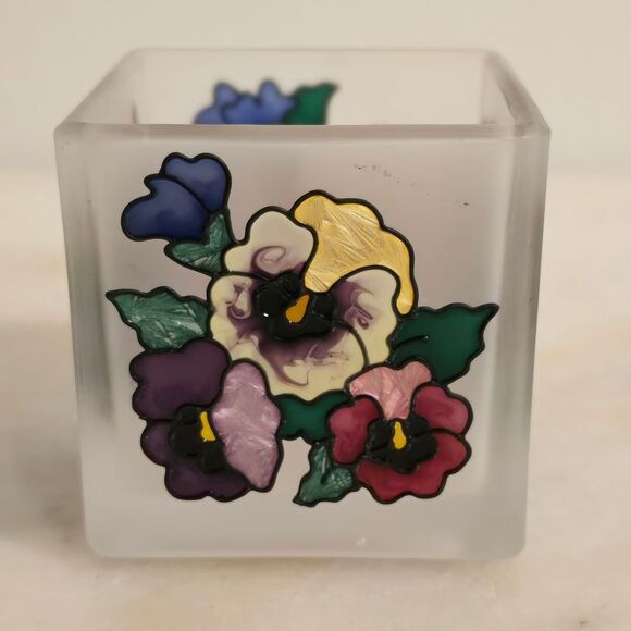 Joan Baker Designs Art Glass Hand Painted Tea Light Candle Holder - Picture 7 of 8